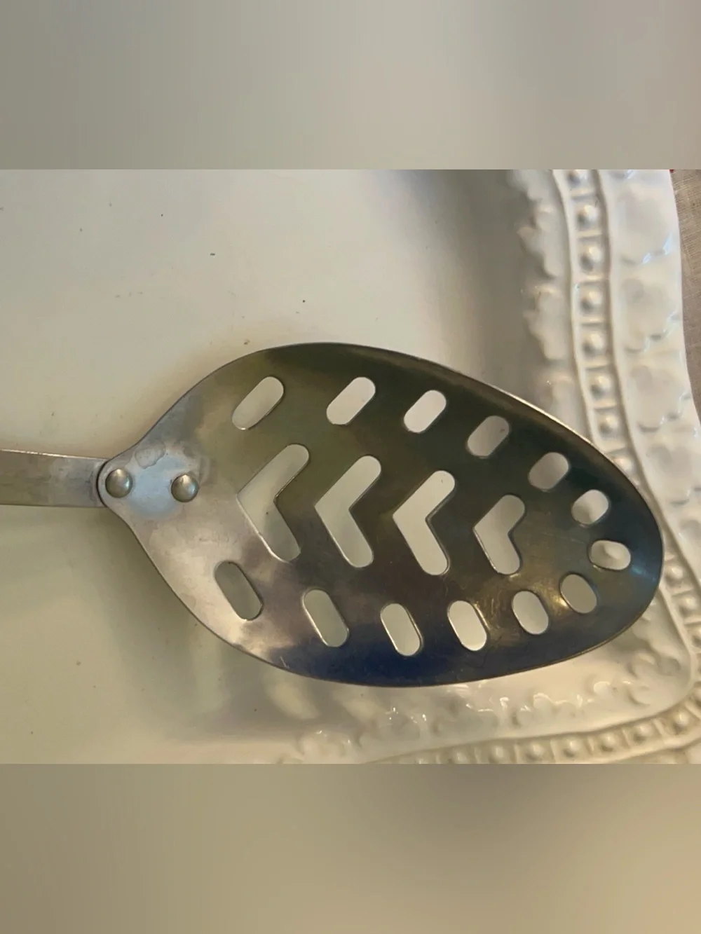 Vintage slotted Spoon with Wooden Handle